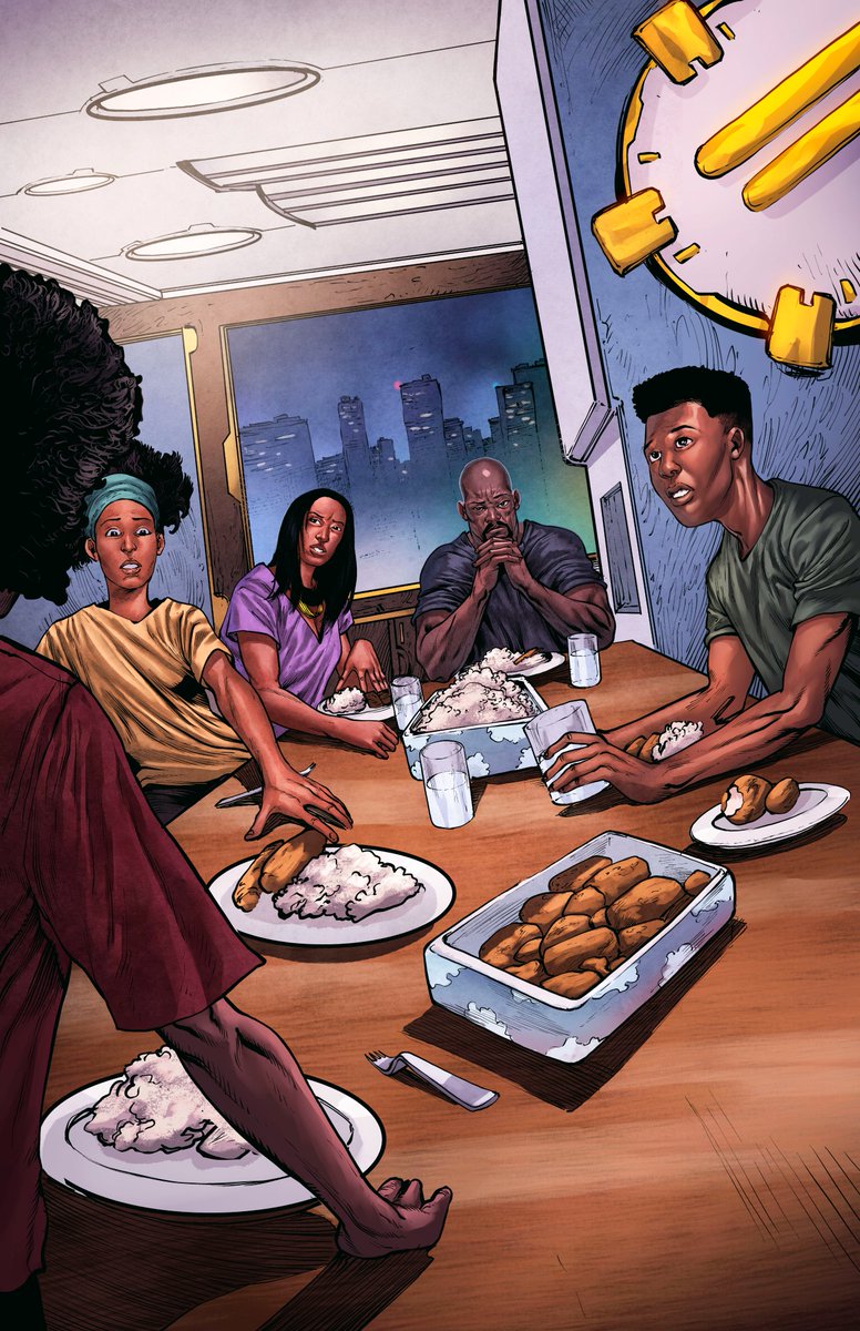 JosephPIllidge's tweet photo. The EPIPHANY ENGINE Comics Graphic Novel Event begins with a family of heroic explorers at the dinner table and the scientific revelation of a lifetime! Back the @Kickstarter campaign of ultimate collaboration of Black publishers, creators and superheroes! https://t.co/cEJORuzgsC https://t.co/tXNM0RLQki