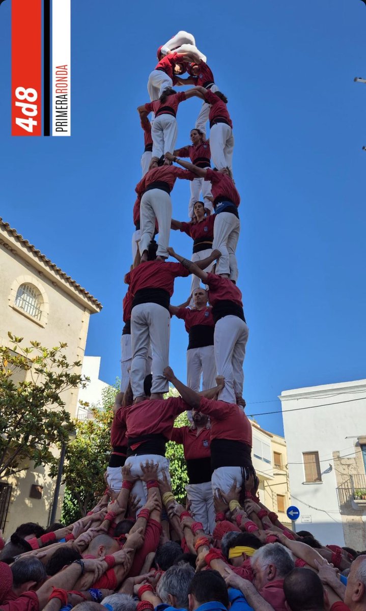 nensdelvendrell's tweet photo. 🔴⚫️⚪️ Comencem la diada a Cubelles descarregant el 4de8 número 200 de la nostra història! També ha estat el primer castell de 8 que veu descarregar aquesta població. 

Tot un honor per nosaltres!

#SOM #castells #actuemambelcor🫀 https://t.co/jNnEAe9CNM