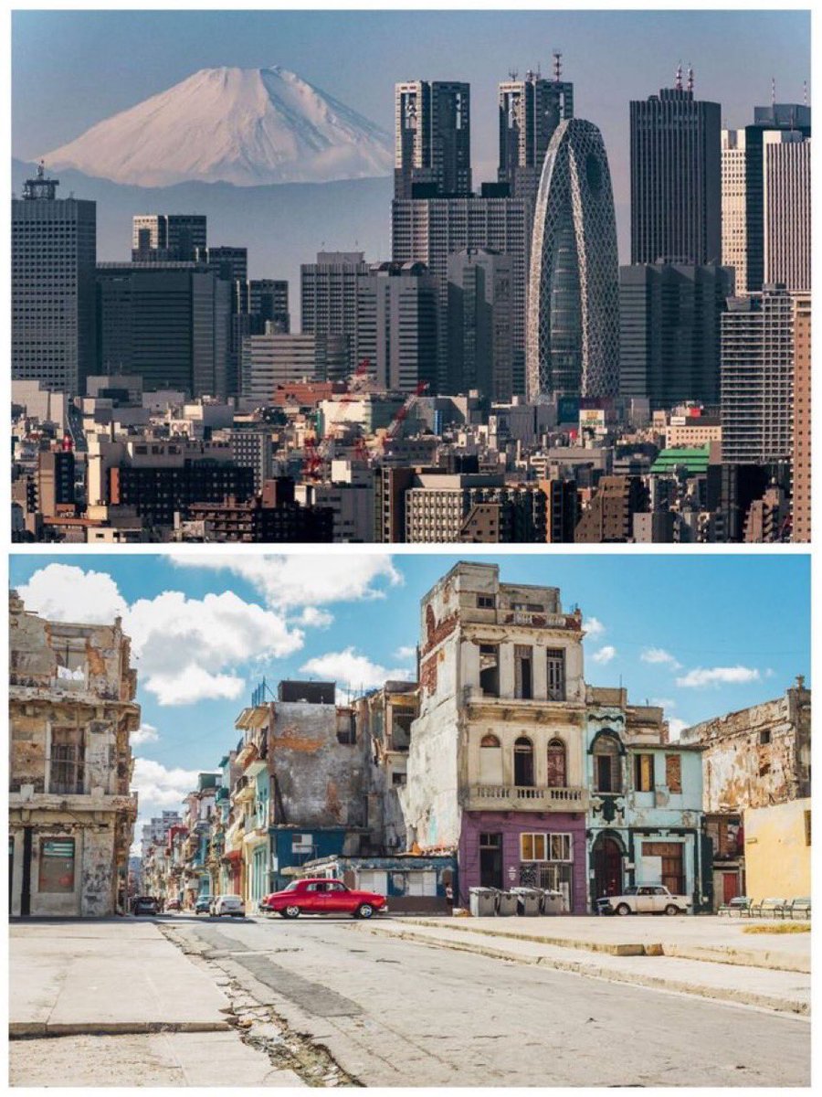 Japón🇯🇵 después de 2 bombas atómicas //
Cuba🇨🇺 después de 65 años de socialismo