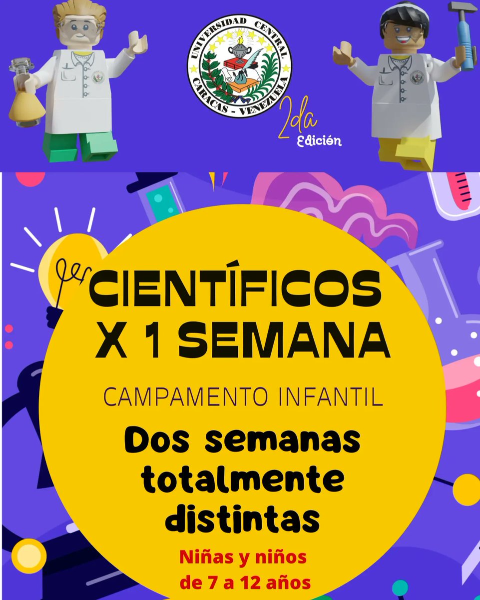 noticiensucv's tweet photo. Del 12 al 23 de agosto del 2024. Campamento Infantil “Científicos por 1 Semana” 😀👍

En los Laboratorios Docentes, Facultad de Ciencias, Universidad Central de Venezuela 🌐🧑‍🎓 https://t.co/rRHu74Y1iz