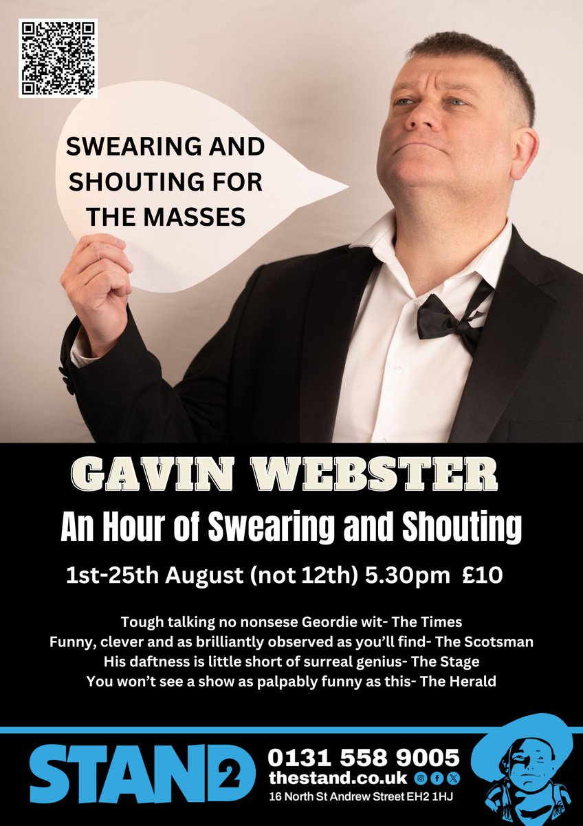 Thegavinwebster's tweet image. It's on at Edinburgh in less than a month. Come along if you like swearing and come along if you like shouting or both, best not if it's neither though.