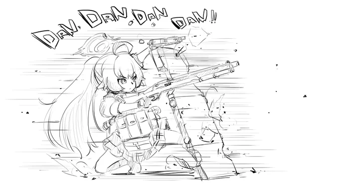 何描いていいか分からんので臨戦ホシノ描きなぐって寝ますね。 #ブルアカ 