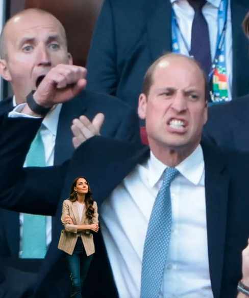 NWDisorder1111's tweet photo. Here I am in Germany at the Euro finals. 

Ah yes, those of us behind the scenes know that facial expression and body posture all too well. 

Now, now William, settle down, you've a public image to uphold and all. 

#WasThatKate
#WhereIsKate
#RoyalDeception
#KateWhatHappened https://t.co/IjPTvnr3Lq