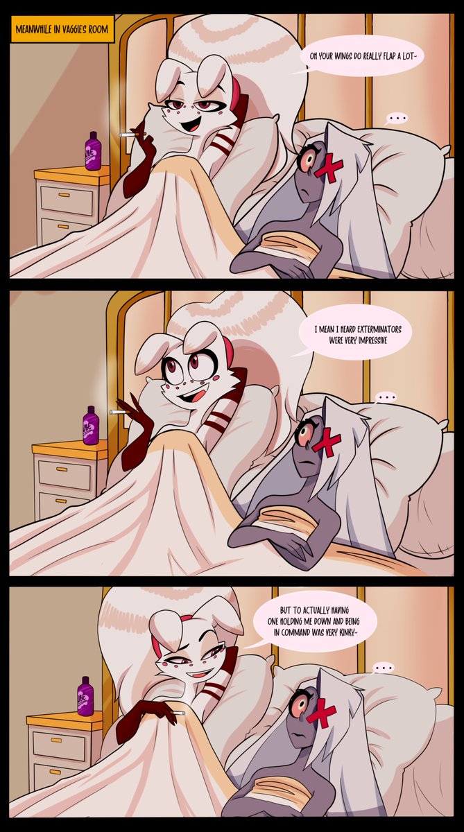 axifluffyboots's tweet photo. ' secret night's..🤫'

Charlie and vaggie got in bad terms with each other, so both went to their favorite pink spiders.  🩷🕷
Comic done by @HC4Art thx u so much! ✨️
#Hazbinhotel #Charliedust  #HazbinHotelFanart #Angeldust #mollymoth #chaggie #RainbowSpider https://t.co/G60M15A4On