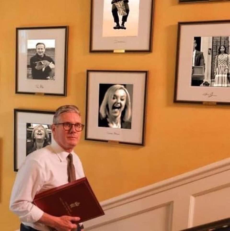 Starmer is impressed by the famous Wall of past PMs at no 10