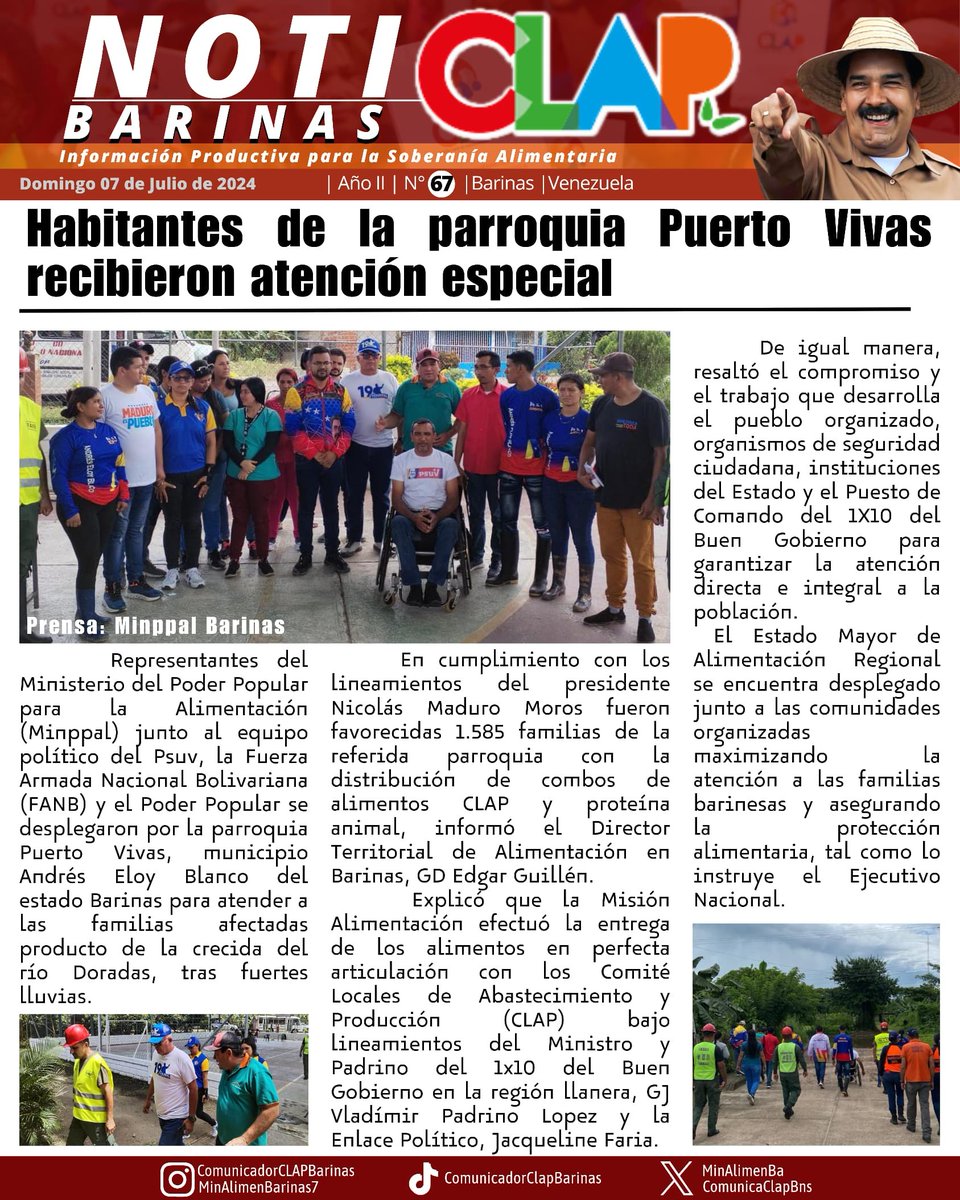 comunicaclapbns's tweet photo. #NotiCLAP #67 | BARINAS
Habitantes de la parroquia Puerto Vivas recibieron atención especial

Comunicador CLAP Barinas

#SoberaniaAlimentaria 
#ClapProductivo
#RevolucionAlimentaria
#LaEsperanzaEstaEnLaCalle
#Venezuela
#Clap
#YoYaSigoAMaduro
#LikePaNicolas https://t.co/oV5L1ocnvZ