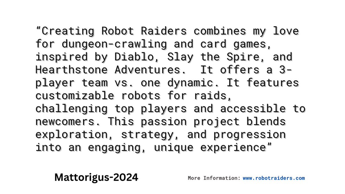 Robot_Raiders's tweet photo. A quote from Mattorigus himself #boardgames #robotraiders #newboardgame #raiders #mattorigusstudios https://t.co/kOHa7aVdy3