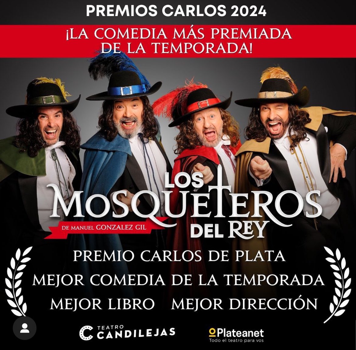 Les recomiendo Los Mosqueteros del rey .
<a href="/Teatroastralok/">Teatro Astral</a> Actúan maravillosamente <a href="/jorgesuaritos/">jorge Suárez</a> <a href="/Nico_Scarpino/">Nicolas Scarpino</a> <a href="/NicoCabrera92/">Nico Cabrera</a>  #Freddy villarreal Dirección MANUEL GONZÁLEZ GIL  No te la pierdas quedan pocas funciones