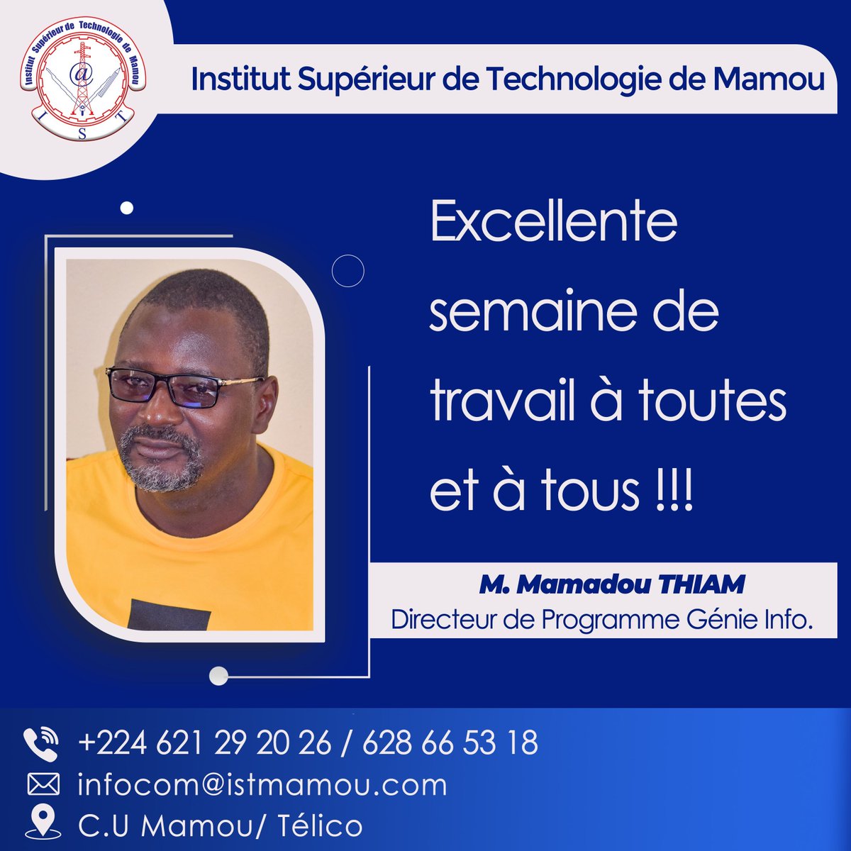 istmamou's tweet photo. mondaymotivation 
#MESRSI 
#istmamou 
#technologie 

𝗦𝗲𝗿𝘃𝗶𝗰𝗲 𝗶𝗻𝗳𝗼𝗿𝗺𝗮𝘁𝗶𝗼𝗻 𝗲𝘁 𝗰𝗼𝗺𝗺𝘂𝗻𝗶𝗰𝗮𝘁𝗶𝗼𝗻/𝗜𝗦𝗧 https://t.co/UjhuSihmYZ