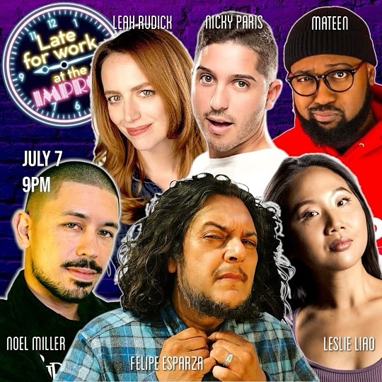 Tonight don't miss a huge lineup from <a href="/lateafprod/">LATE AF PRODUCTIONS</a> in The Main Room featuring <a href="/funnyfelipe/">Felipe Esparza</a> <a href="/ResrieRiao/">uncle leslie</a> #noelmiller #leahrudick <a href="/NickyParisBitch/">NICKY PARIS</a> <a href="/MateenStewart/">Mateen Stewart</a> +more! Get tickets while they last at improv.com/hollywood #hollywoodimprov #comedy