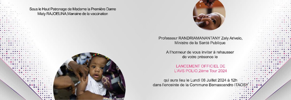 📣C'est reparti!
 
📌Demain c'est la cérémonie du lancement de la deuxième campagne de l'année 2024, contre la #polio !

Joignez-vous à nous👇

#ProtégerContreLaPolio