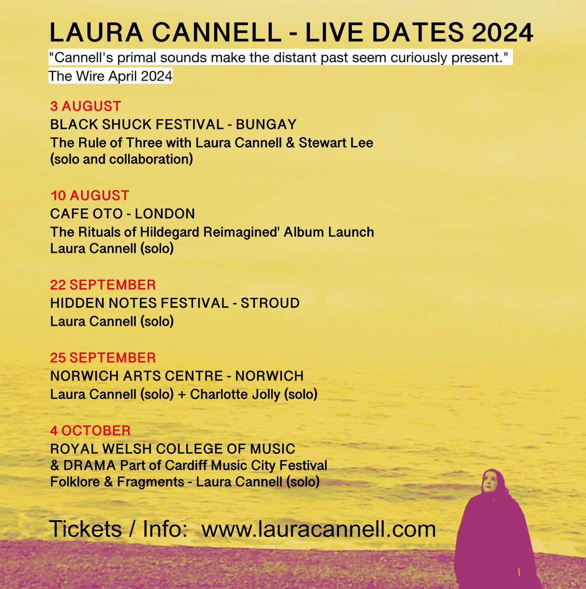 Laura Cannell (@laurarecorder) on Twitter photo I’ll be driving East to West & around & about for some live shows with lots of new music from my ‘Year of Lore’ monthly series & my upcoming NEW ALBUM ‘The Rituals of Hildegard Reimagined’ More on that very soon!! See you soon
<a href="/NorwichArtCentr/">Norwich Arts Centre</a> <a href="/Cafeoto/">Cafe OTO</a> <a href="/HiddenNotes_/">Hidden Notes</a> <a href="/RWCMD/">Royal Welsh College of Music & Drama</a> I’ll be driving East to West & around & about for some live shows with lots of new music from my ‘Year of Lore’ monthly series & my upcoming NEW ALBUM ‘The Rituals of Hildegard Reimagined’ More on that very soon!! See you soon
<a href="/NorwichArtCentr/">Norwich Arts Centre</a> <a href="/Cafeoto/">Cafe OTO</a> <a href="/HiddenNotes_/">Hidden Notes</a> <a href="/RWCMD/">Royal Welsh College of Music & Drama</a>