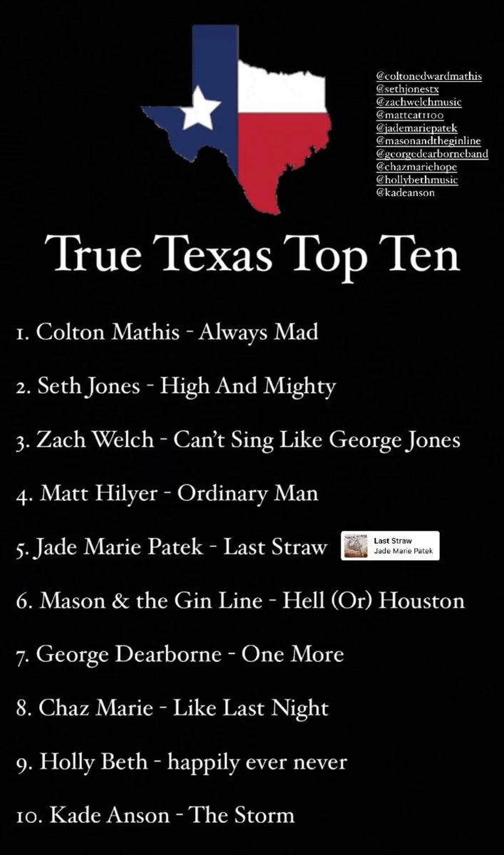 TrueTexasTopTen's tweet image. They keep making music and we keep on supporting them. There are so many Texas troubadours deserving of your support. Stream their songs and see their shows! We know WE will here at the truest Texas top ten around. 

#TTTT