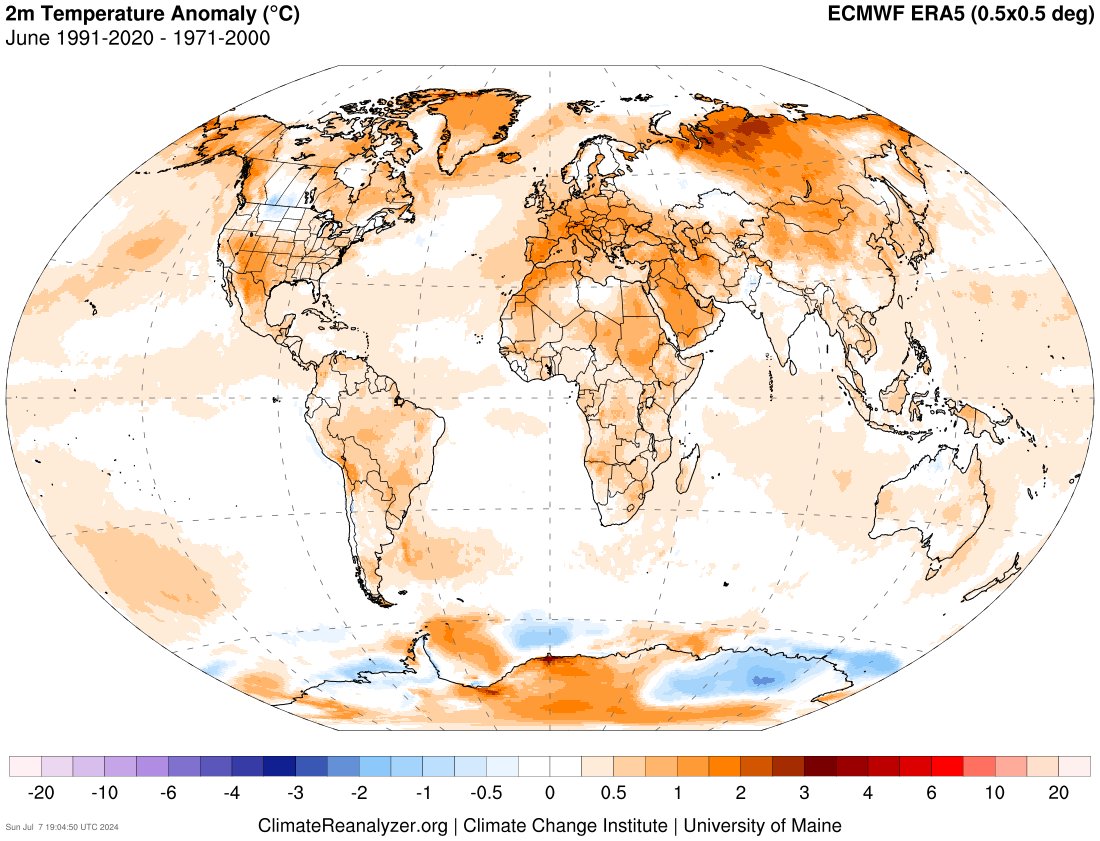 Y esto teniendo en cuenta que es respecto a 1991-2020.

Si tomamos como referencia 1971-2000, periodo mejor considerado para hacer análisis de calentamiento global, junio sería incluso hasta cálido.

Es decir, el junio fresco respecto a 1991-2020 es cálido respecto a 1971-2000.