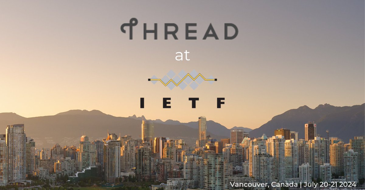 ThreadGroupOrg's tweet image. Thread Group will be participating in the IETF 120 Hackathon event on July 20th-21st in Vancouver, Canada!
General info ietf.org/meeting/hackat…
Reg registration.ietf.org/120/
Visit the Wiki page wiki.ietf.org/en/meeting/120…
Email cheshire@apple.com with Hackathon in the subject