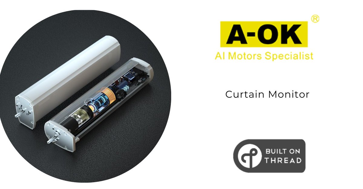 ThreadGroupOrg's tweet image. Spotlighting #ThreadCertified Product from A-OK. The Curtain Monitor supports the standard Matter function of opening, closing, stopping and opening and closing percentage adjustment.

Learn more about these #BuiltOnThread products here: threadgroup.org/Certified-Prod… 

#ThreadGroup
