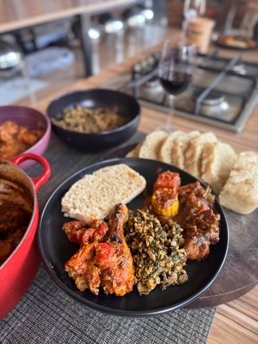 umpheko's tweet photo. Sunday kos is served!!

On the menu:
- Wild Spinach &amp; Mushroom Savoury Rice
- Dumplings 
- Baked Chicken with cherry tomatoes 
- Oven braised beef Potjie 

@SowetanMag article, the full menu. 

Happy Sunday!! https://t.co/wZ82gp5zQK