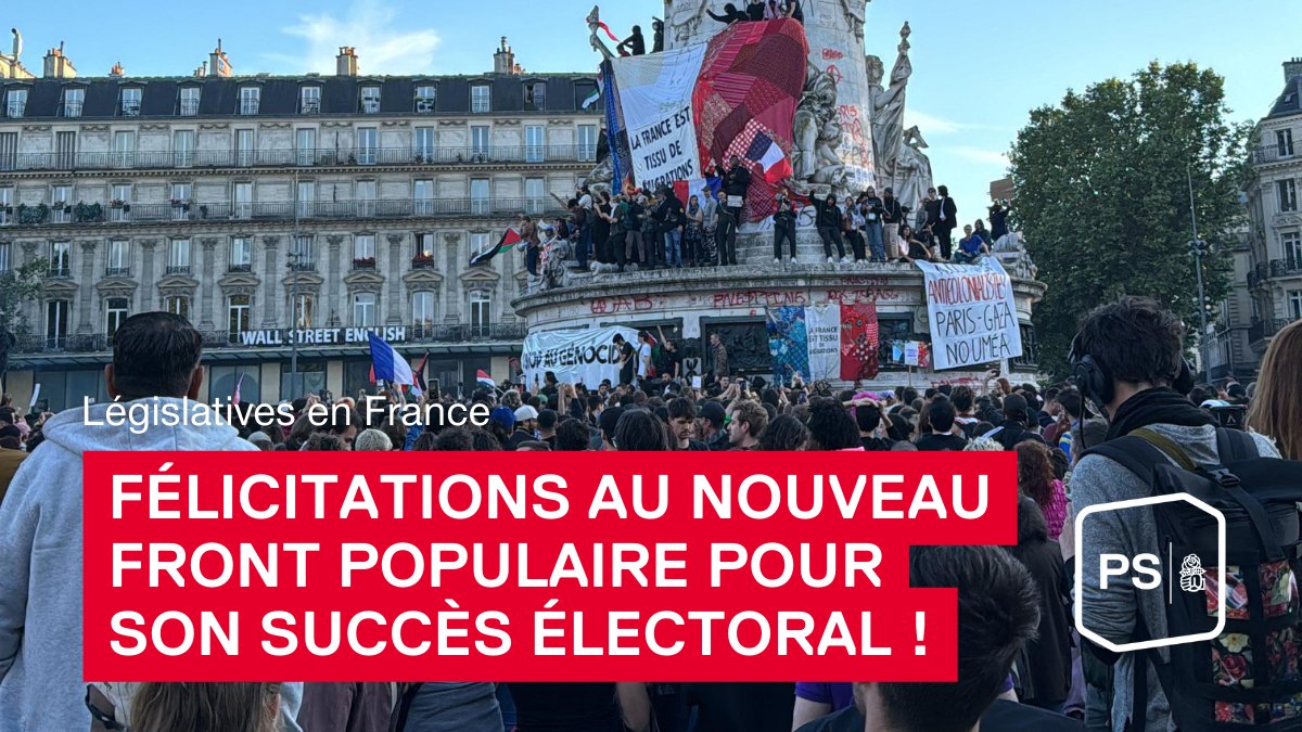 PS Suisse (@pssuisse) on Twitter photo Félicitations au <a href="/partisocialiste/">Parti socialiste</a> pour son grand succès électoral avec le #NouveauFrontPopulaire ! La gauche unie peut défendre la démocratie face à l'extreme droite — un signal important pour toute l'Europe. #ElectionsLegislatives2024 Félicitations au <a href="/partisocialiste/">Parti socialiste</a> pour son grand succès électoral avec le #NouveauFrontPopulaire ! La gauche unie peut défendre la démocratie face à l'extreme droite — un signal important pour toute l'Europe. #ElectionsLegislatives2024