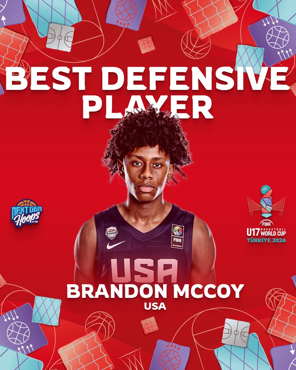 NextGenHoops's tweet image. 🇺🇸 Brandon McCoy is the Best Defensive Player of #FIBAU17 🔒