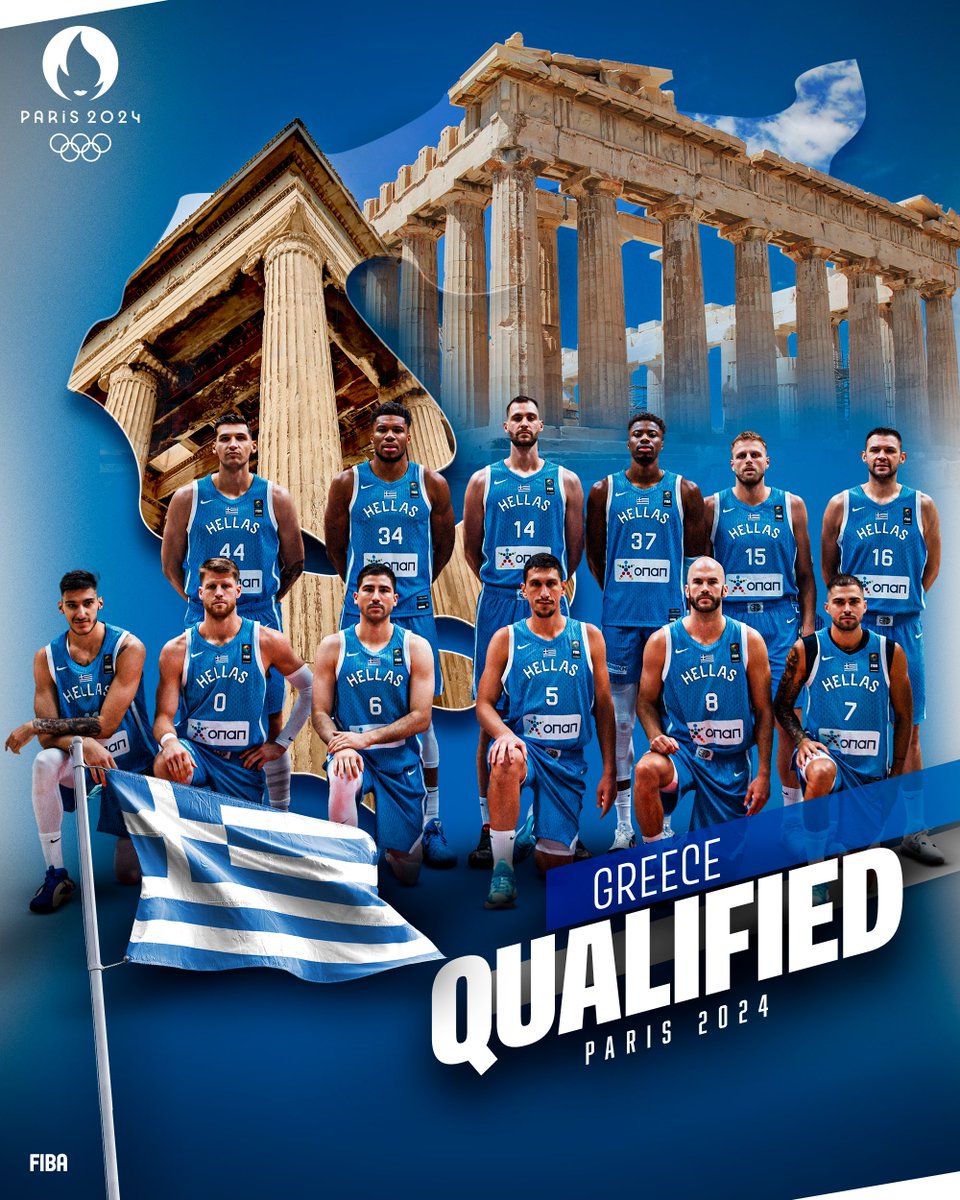 Hellas are back in the <a href="/Olympics/">The Olympic Games</a> for the first time since 2008! 🇬🇷

How far can they go in #Paris2024?

#FIBAOQT