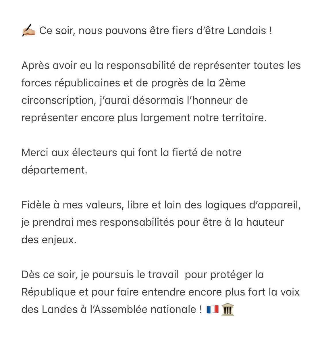 DeputeCausse's tweet photo. Ma réaction à l’issue de second tour de ces législatives anticipées. https://t.co/UtAzwDXT5K