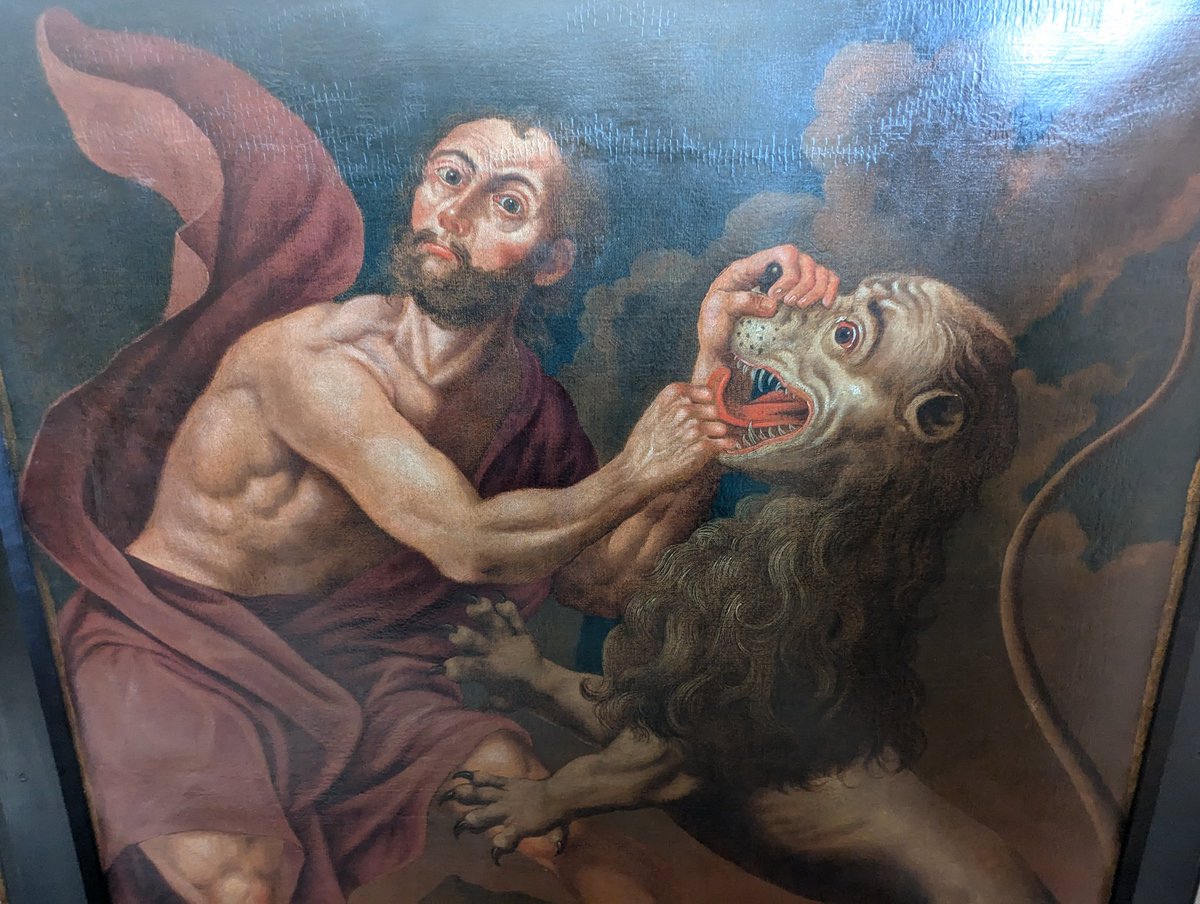 GrumpyArt's tweet photo. Magnificent #NotALion @RoseberysLtd next week. Double sided, Bohemian, £1k-£1.5k. Naive, of course, but a wonderful image that I could imagine appealing outside the usual old master crowd. A bargain at that price. https://t.co/1jRFjhRaUA https://t.co/qbsFbtbnTm