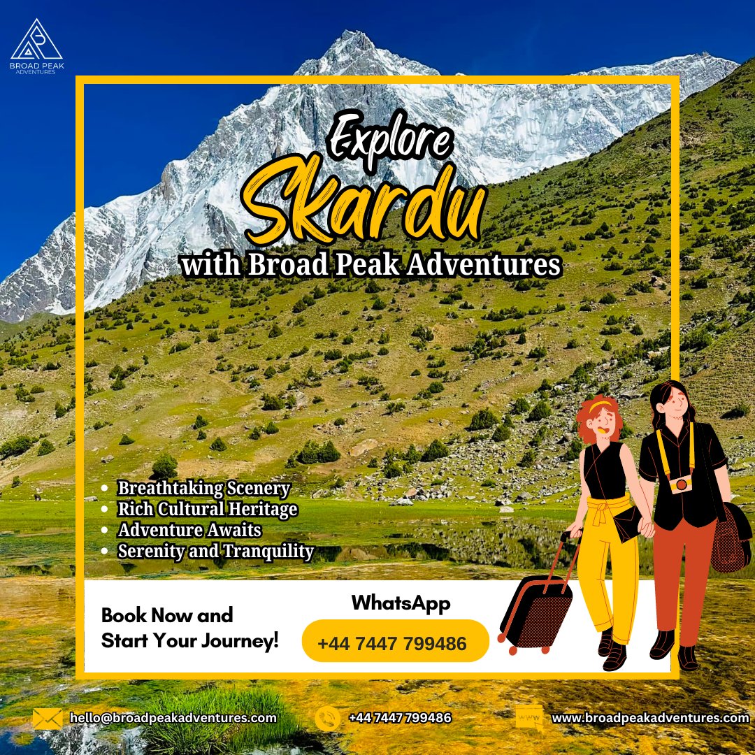 broadpeakadv's tweet photo. Get ready for the ultimate adventure! 🏔️✈️ Explore the breathtaking landscapes, majestic mountains, and serene lakes of Skardu with us! Where the heavens meet the earth, and the heart finds its peace. ❤️
#TravelDiaries #tourism #skardu #adventure #Pakistan #mountains #trekking https://t.co/EuakKSEl6l