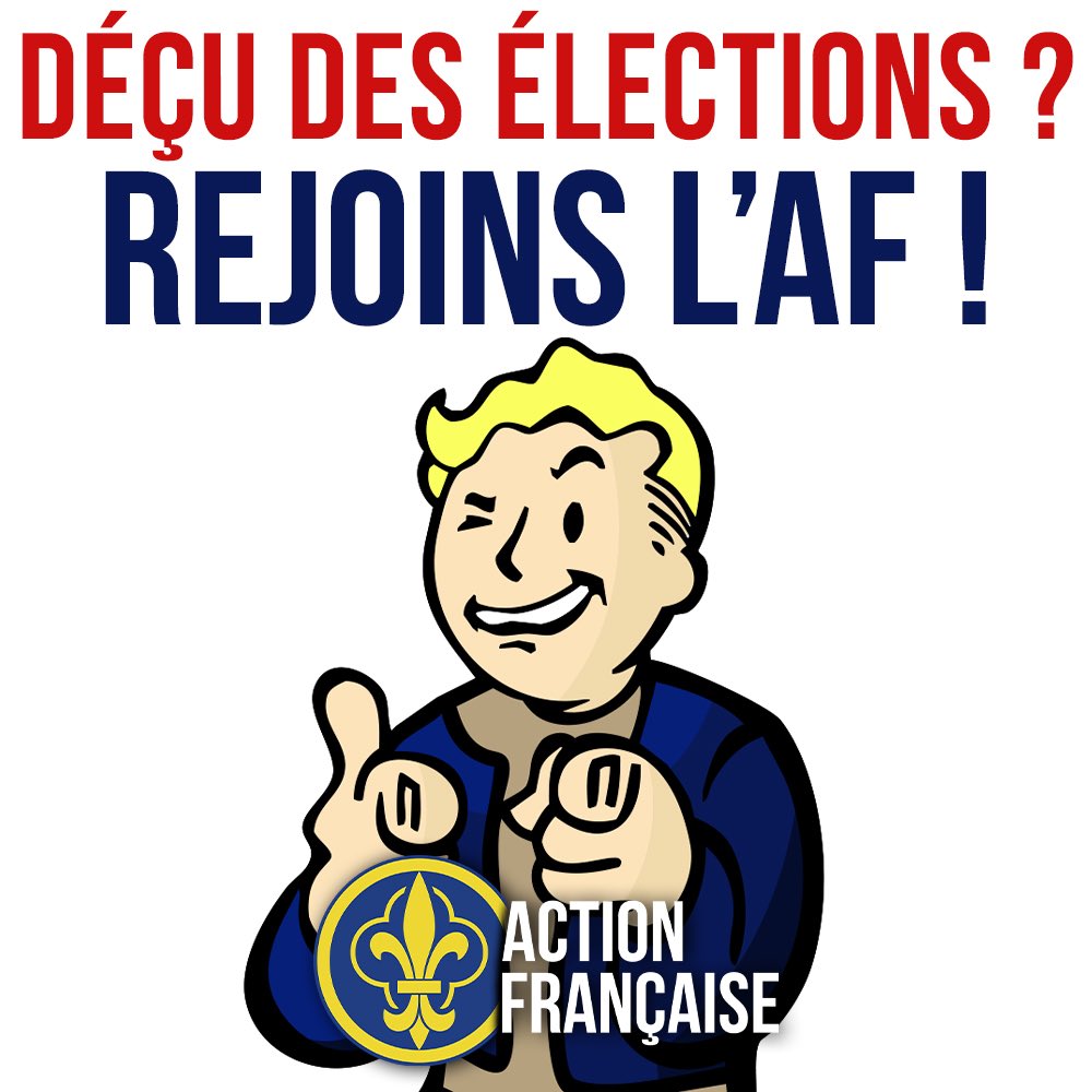 👉🏻 Vous êtes déçus des résultats, vous ne croyez plus dans la démocratie parlementaire ?

💪🏻 Il est faut nous rejoindre ! Il y a forcément une section proche de chez vous ! Votre pays a besoin de vous : adhérez , militez, soutenez-nous !

⚜️ Vive la France et vive le roi !