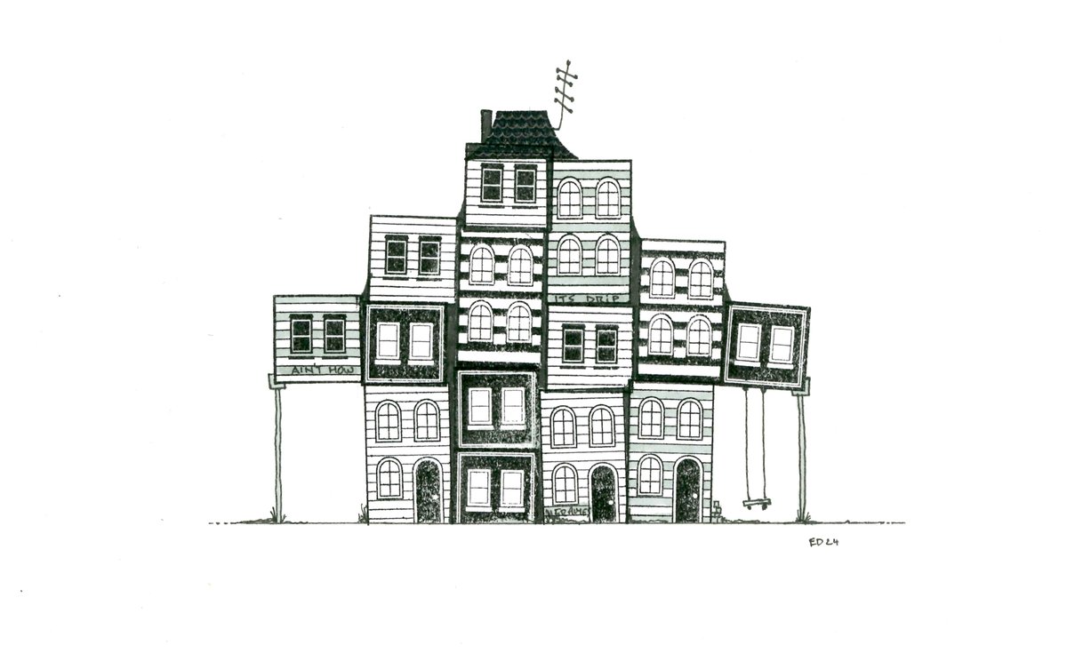 NeonSpectre99's tweet photo. In "Echoes and Shadows," each piece tells a story through rubber stamps and ink, capturing the essence of everyday structures. Don't miss the drop on July 12th!
Don't miss out on my GIVEAWAY too!! @drip_haus 

Written on the walls - @FramewkFortune 😉