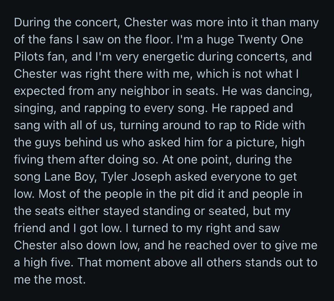d_nniedarko's tweet photo. chester’s love for twenty one pilots means so much to me https://t.co/bFm9KDOhKe