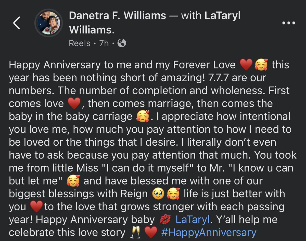 Coach_D_Forrest's tweet photo. Happy Anniversary baby @LATARYL I love you so much!!! ๐โฅ๏ธ
#HappyAnniversary #iLoveYou #MyForeverLove #Husbae https://t.co/IEVVfkTQCG