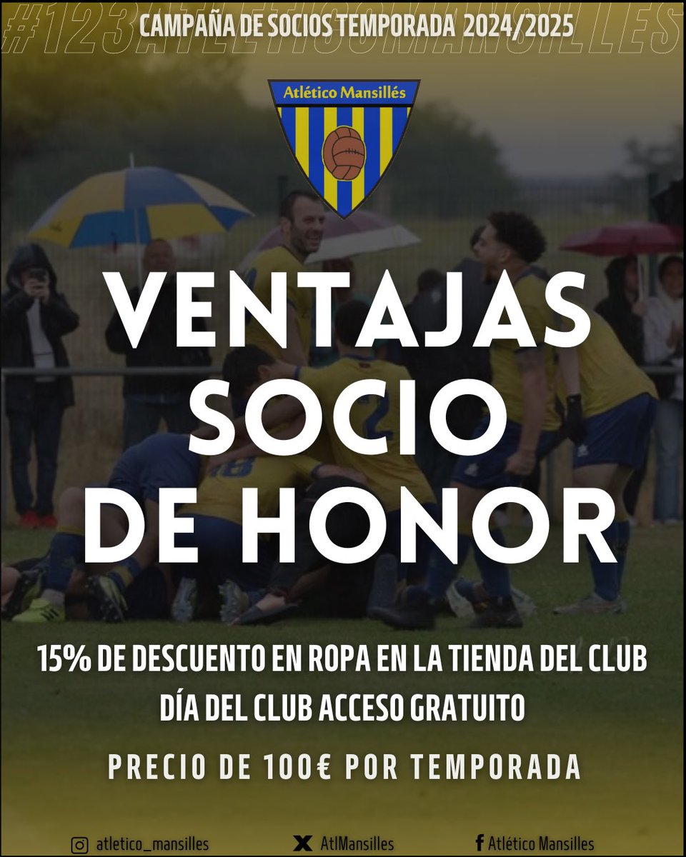 AtlMansilles's tweet photo. 💙𝙐𝙉𝘼 𝙃𝙄𝙎𝙏𝙊𝙍𝙄𝘼 𝙋𝙊𝙍 𝘾𝙊𝙉𝙏𝘼𝙍💛

✨Campaña de socios temporada 2024/2025 🔜

#123atléticomansillés💙💛 https://t.co/b9KT3zfHOp