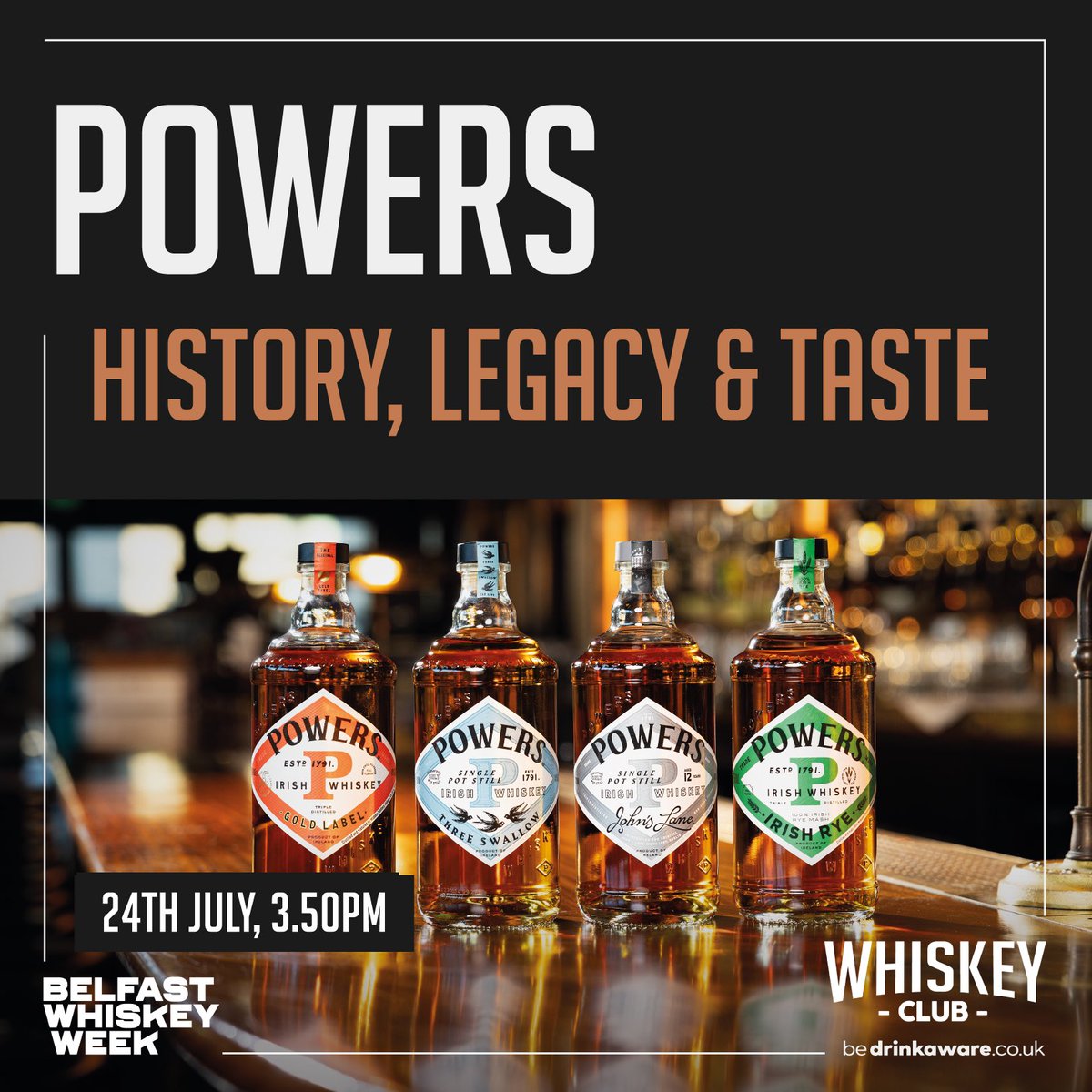 Join Midleton Distillery Archivist, Carol Quinn at <a href="/BelWhiskeyWeek/">BelfastWhiskeyWeek</a> and learn about one of Ireland’s oldest whiskey brands, Powers Irish Whiskey.

More: whiskeyclub.com/events/powers-…