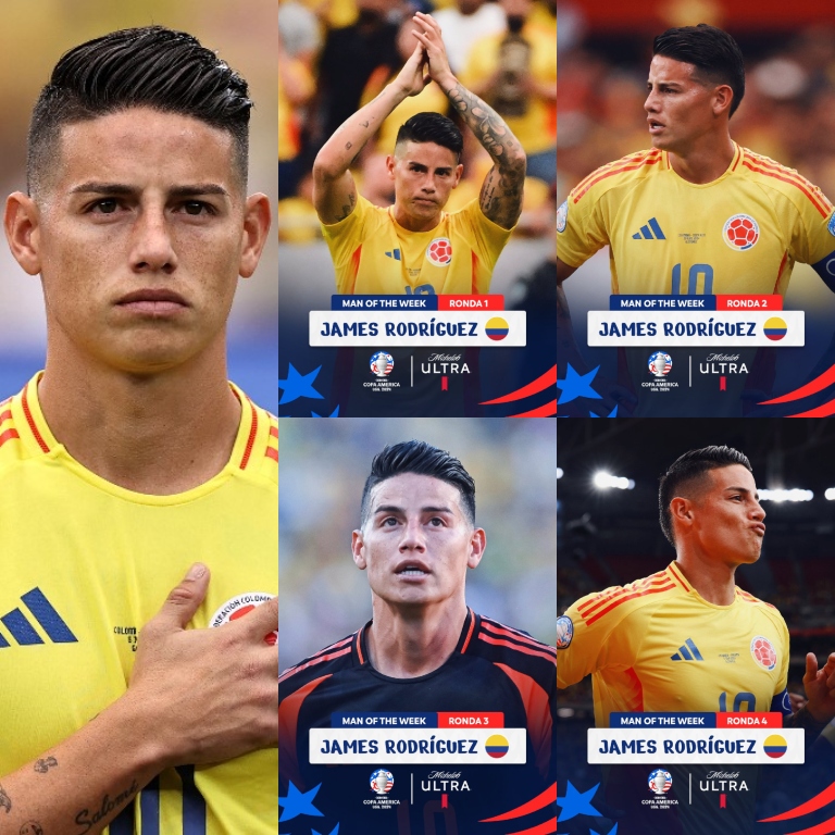 ✅ MVP de la jornada 1 en la Copa América: James Rodríguez.
✅ MVP de la jornada 2 en la Copa América: James Rodríguez.
✅ MVP de la jornada 3 en la Copa América: James Rodríguez.
✅ MVP de los cuartos de final en la Copa América: James Rodríguez.

Con 32 años de edad, sin jugar