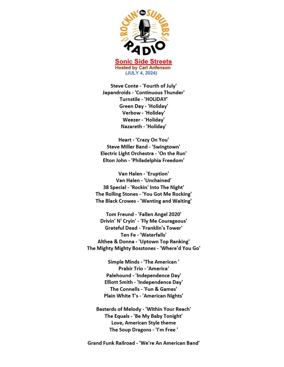Finish up the holiday weekend now on suburbsradio.com.  Replay is on right now!  Going until 7pmET, 6pm CT. ⁦<a href="/SuburbsRadio/">Rockin' the Suburbs Radio</a>⁩