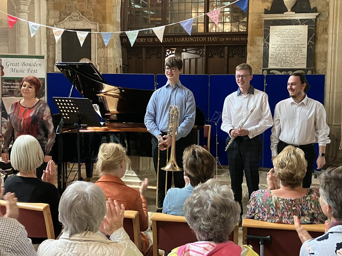 LboroHead's tweet photo. Very proud to be with Joseph who is off to Royal Academy in flute and my own Archie off to Royal College in Trombone. Both boys have won full scholarships! This was the first time they met properly, I loved it. Great Bowden Music Fest https://t.co/zVCzrioK3B