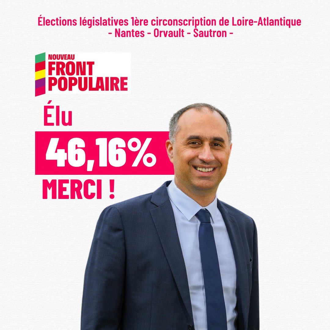 Merci pour votre confiance qui m’honore et m’engage ! 

Demain à l’Assemblée nationale avec le #NouveauFrontPopulaire nous répondrons à vos préoccupations : pouvoir d’achat, transition écologique, justice fiscale, services publics et combattrons résolument le RN.

Au travail !