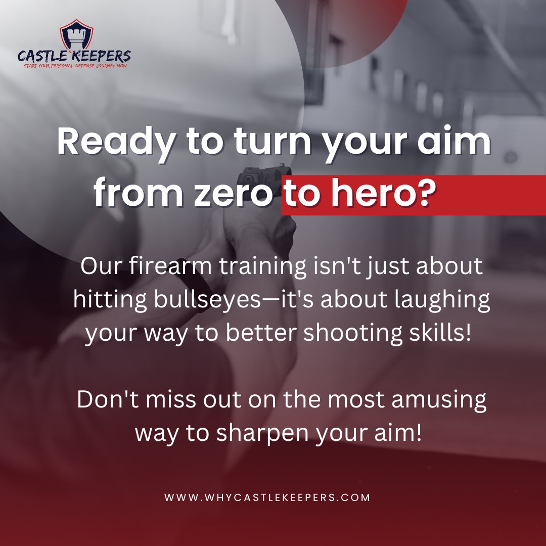 CastleKeepersMD's tweet image. They say laughter is the best medicine, but have you tried firearm training?  
Get ready to shoot some smiles and reload with laughter! Our range isn't just for targets—it's where fun hits the bullseye! 

#FirearmFun #ShootLaughs #TargetPractice