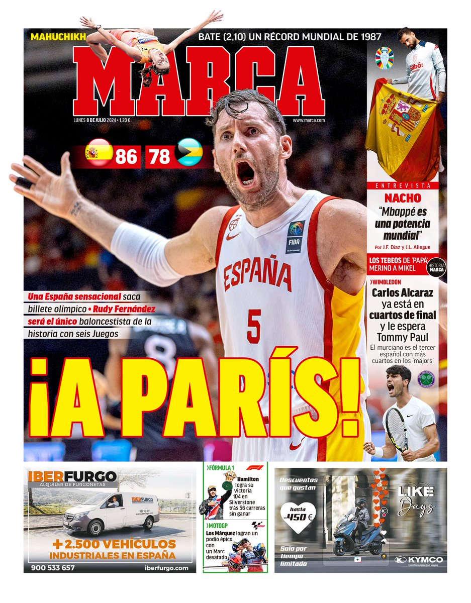 marca's tweet photo. #LaPortada 🗞️ ¡A París!

Una España sensacional saca billete olímpico

Rudy Fernández será el único baloncestista de la historia con 6 JJ.OO. https://t.co/DRUrLPIpvG