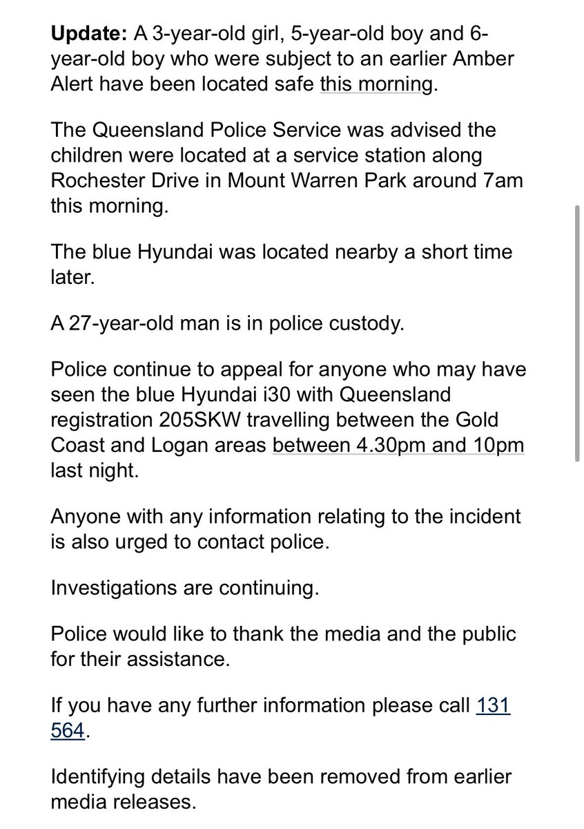 Breaking: the children have been found safe and well. @10NewsFirstQLD