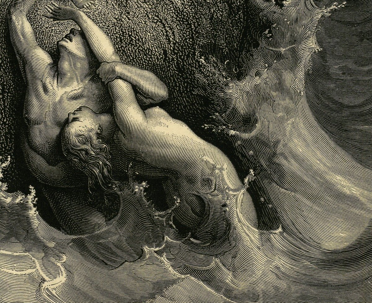AcademiaAesthe1's tweet image. The Deluge&apos; (detail) by Gustave Dore, 1886