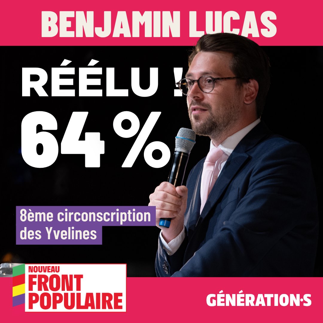 GenerationsMvt's tweet image. 🎉 Victoire !

La 8ème circonscription des Yvelines a renvoyé @Benjam1Lucas à l'Assemblée Nationale !

Il poursuivra ses luttes pour la reconstruction de l'éducation nationale et pour le temps libéré !