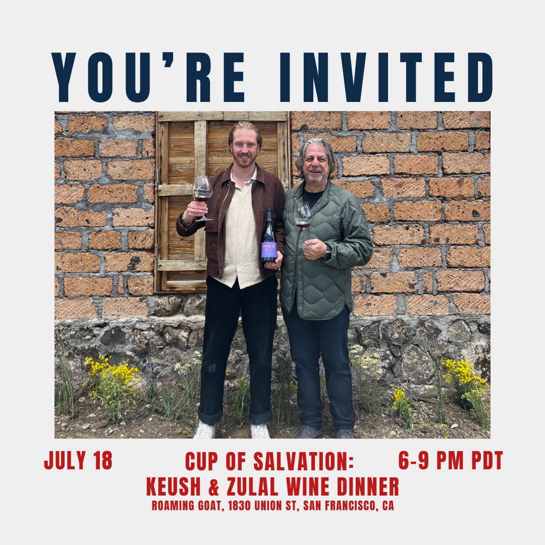 Join us on Thursday July 18th 6:00-9:00pm at Roaming Goat in San Francisco for an evening with Vahe Keushguerian featured in Somm: Cup of Salvation and his exquisite wines from Keush and Zulal 🇦🇲⁠

eventbrite.com/e/cup-of-salva…
