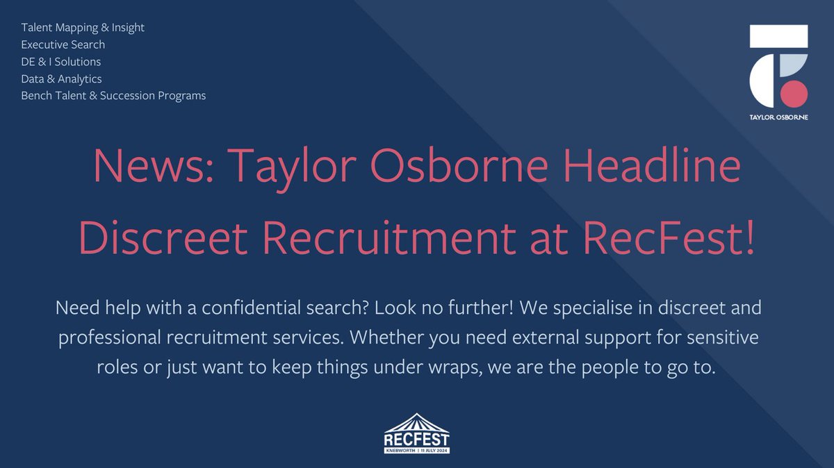 toresearch's tweet photo. #TalentSolutions #Transparency #TaylorOsborne #RecFestUK #RecFest #Sponsorship #inhouse #recruitment #resourcing #TA #HR #TAProfs #Talent Acquisition #talentdiversity #ExecutiveSearch https://t.co/aF1Wum5DcM