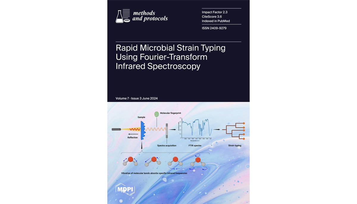 MPs_MDPI's tweet photo. 👏The new #issuecover comes from A Comprehensive #Methodology for Microbial #StrainTyping Using Fourier-Transform Infrared Spectroscopy
👉https://t.co/QSEF9bCOYz
#protocols #pathogendetection #microbes #FTIRspectroscopy #genomesequencing #outbreak #surveillance https://t.co/nVsJZdryCO