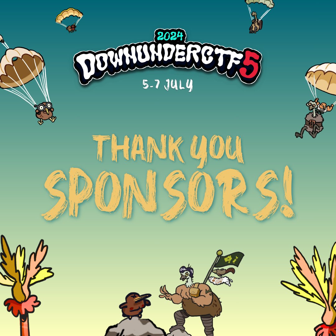 DownUnderCTF (@downunderctf) on Twitter photo We extend our heartfelt thanks to our amazing sponsors <a href="/googlecloud/">Google Cloud</a>, <a href="/elttam/">elttam</a>, <a href="/TantoSecurity/">Tanto Security</a> , Bastion Security, <a href="/clearedsecurity/">Cleared Security</a> , <a href="/MonashUni/">Monash University</a>, <a href="/WeAreSekuro/">Sekuro</a>, <a href="/TrenchantARC/">Trenchant</a>, <a href="/VolkisAU/">Volkis</a>, <a href="/assetnote/">Assetnote</a> , and <a href="/ELLIOTechnology/">ELLIO Technology</a>. Your generous support made this event possible! We extend our heartfelt thanks to our amazing sponsors <a href="/googlecloud/">Google Cloud</a>, <a href="/elttam/">elttam</a>, <a href="/TantoSecurity/">Tanto Security</a> , Bastion Security, <a href="/clearedsecurity/">Cleared Security</a> , <a href="/MonashUni/">Monash University</a>, <a href="/WeAreSekuro/">Sekuro</a>, <a href="/TrenchantARC/">Trenchant</a>, <a href="/VolkisAU/">Volkis</a>, <a href="/assetnote/">Assetnote</a> , and <a href="/ELLIOTechnology/">ELLIO Technology</a>. Your generous support made this event possible!
