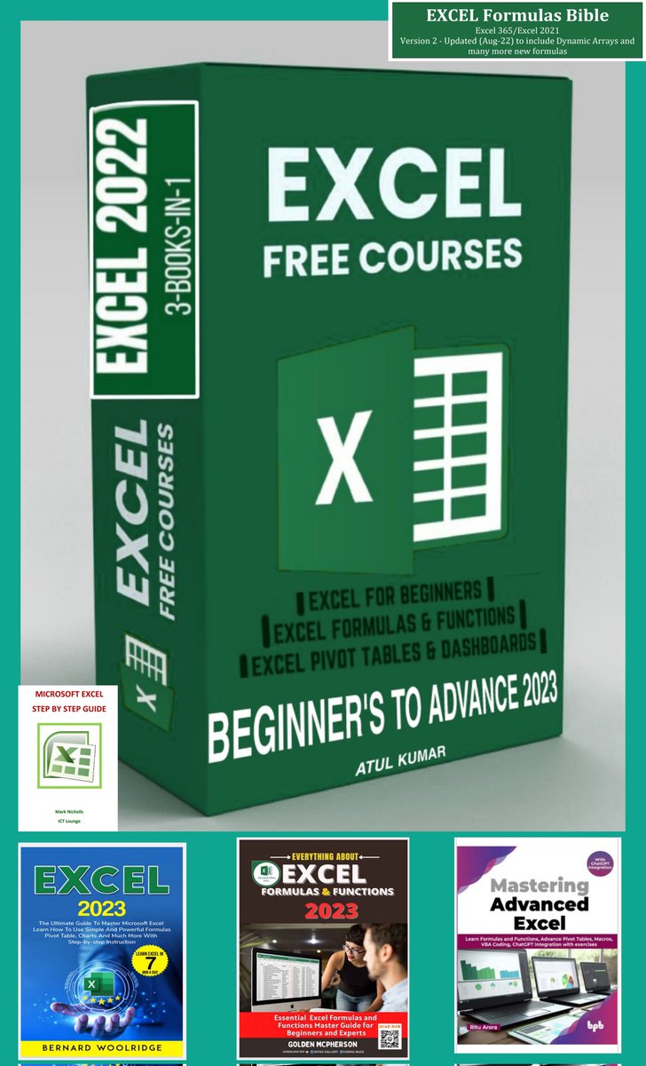 FREE Excel Ultimate Guide (PDF Bible + Excel Guide)

Cost About - $200 - But Free Today - 2000

Excel Bible V - 1
Excel Bible V - 2
Shortcut
Formula
VBA
Data Analysis
Advance Excel
Master Excel

Simply:
1. Follow <a href="/Bharambe2Kiran/">Kiran Bharambe</a> So I can Dm
2. Like &amp; Repost
3 Cmnt “ Excel ”