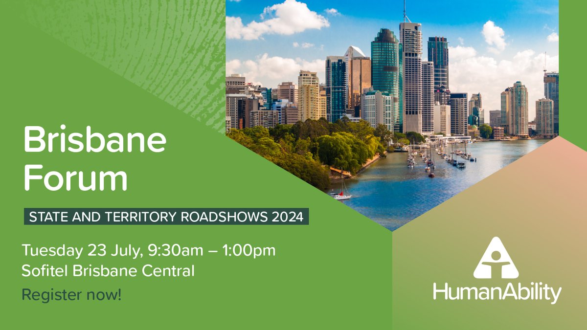 HumanAbilityLtd's tweet photo. There's still time to register for our #Brisbane Forum on 23 July 2024! 

Be part of the conversation and ensure your industry insights help guide workforce development and our recommendations to the government. 
  
Register here:
https://t.co/PTuYyb9Ycb

#HumanAbility #Forum https://t.co/DoMWSi1HWi