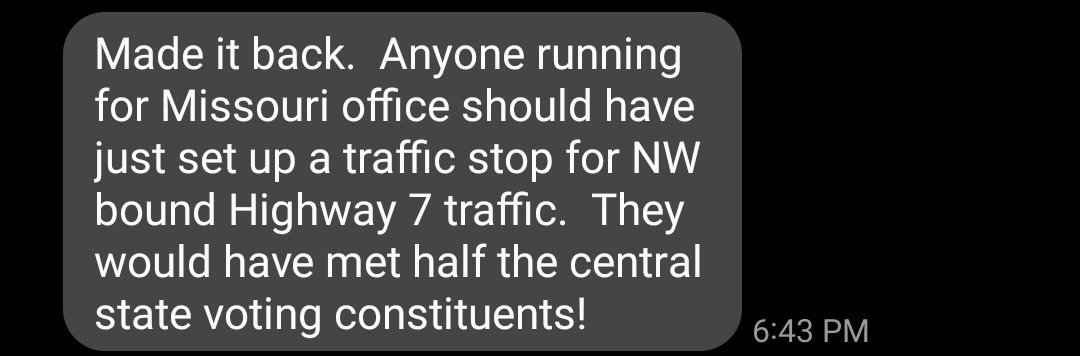 EthanSchmish's tweet image. My Dad's political take on the commute home from helping me move this weekend.

#MOLeg #MOSOS #MOGov #MoTreas #MOLTGov