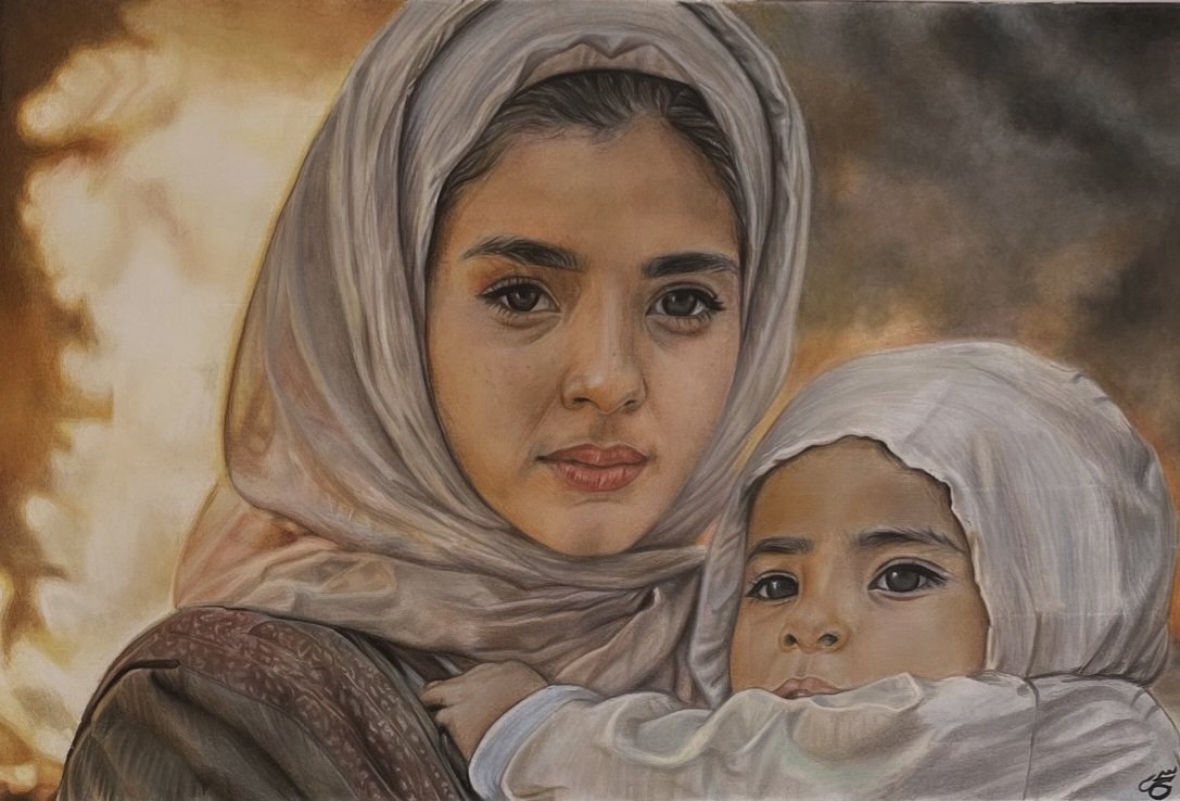 👩🏻‍🎨This is physical painting with colored pencil 
______
🌻Name: in the name of MOTHER 
🌻Edition: 4/15 left 
🌻Price: 10 #xtz
______

 🔗objkt.com/tokens/KT1U5F4…